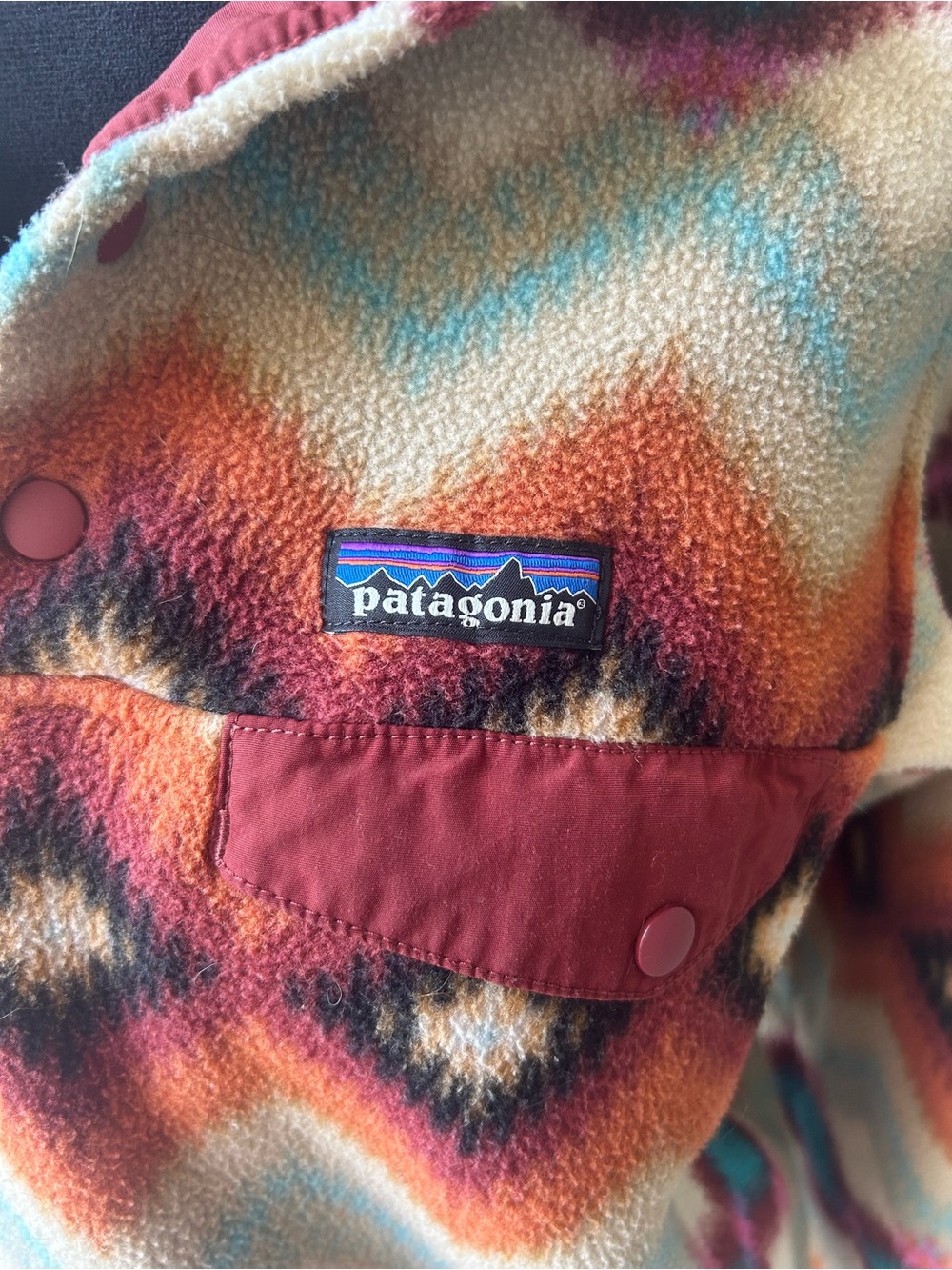 Patagonia Multi-color Geometric quarter button fleece pullover Women's Size Smal - Picture 3 of 6